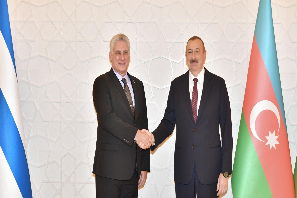 President of the Republic of Cuba Miguel Diaz-Canel Bermudez and Ilham Aliyev, President of the Republic of Azerbaijan