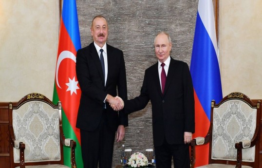 President of Azerbaijan Ilham Aliyev, Vladimir Putin, Russian President