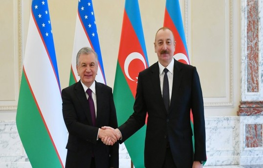 President of the Republic of Uzbekistan Shavkat Mirziyoyev, Ilham Aliyev, President of the Republic of Azerbaijan