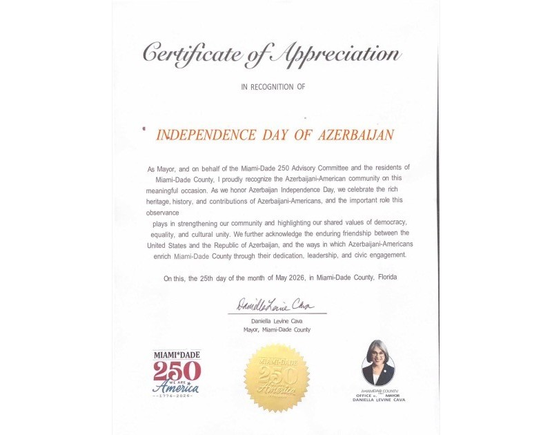 US states and cities sign proclamations on the occasion of Azerbaijan’s Independence Day
