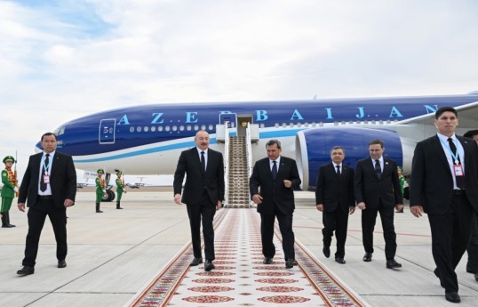 President Ilham Aliyev arrived in Turkmenistan on working visit - PHOTO 