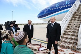 President Ilham Aliyev arrived in Turkmenistan on working visit - PHOTO 