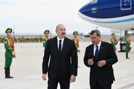 President Ilham Aliyev arrived in Turkmenistan on working visit - PHOTO 