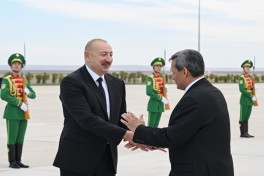 President Ilham Aliyev arrived in Turkmenistan on working visit - PHOTO 
