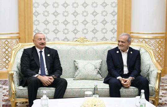 President of the Republic of Azerbaijan Ilham Aliyev  and Masoud Pezeshkian, Iranian President