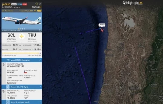 JetSMART flight JA850 declares emergency and turns back toward Santiago