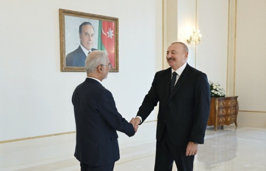 Minister of Interior of the Islamic Republic of Iran Eskandar Momeni  and Ilham Aliyev, President of the Republic of Azerbaijan