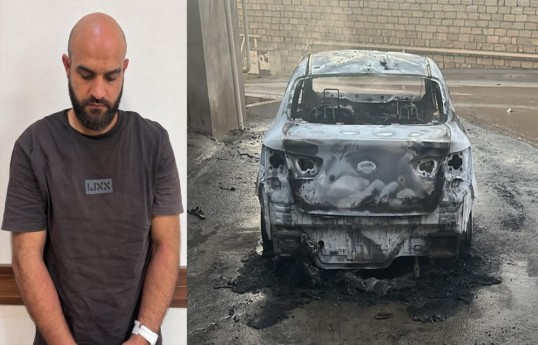 Man arrested for setting school principal’s car on fire in Garadagh - MOMENT OF INCIDENT 