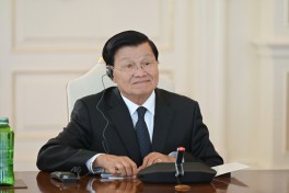 President Ilham Aliyev held expanded meeting with President of Laos - PHOTO 