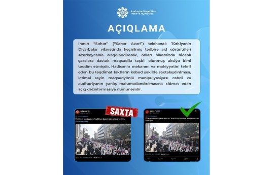 Media and Broadcasting Council: Iran’s Sahar TV linked footage from Diyarbakir to Azerbaijan and spread disinformation
