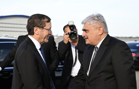 Israeli President Isaac Herzog arrives in Azerbaijan