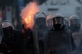 Banks, buildings burn as Albania's capital Tirana erupts into student violence