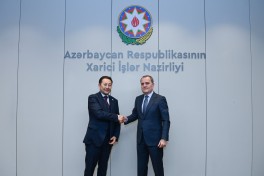 Foreign Minister Jeyhun Bayramov meets with CICA Secretary General Kairat Sarybay