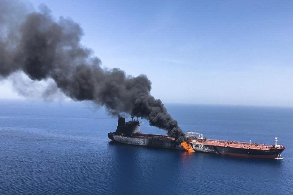 Supertanker explodes after hitting mine in Strait of Hormuz