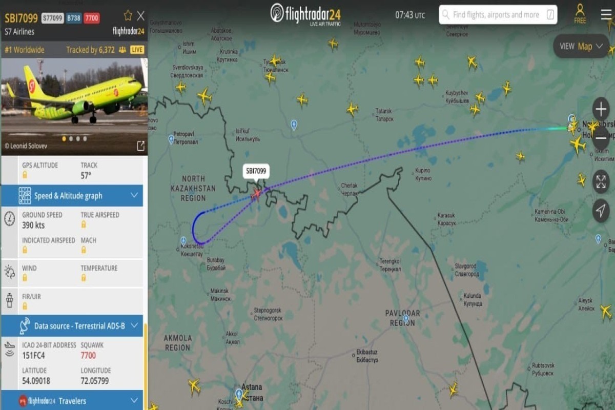 Plane flying from Novosibirsk to Makhachkala sends distress signal over Kazakhstan