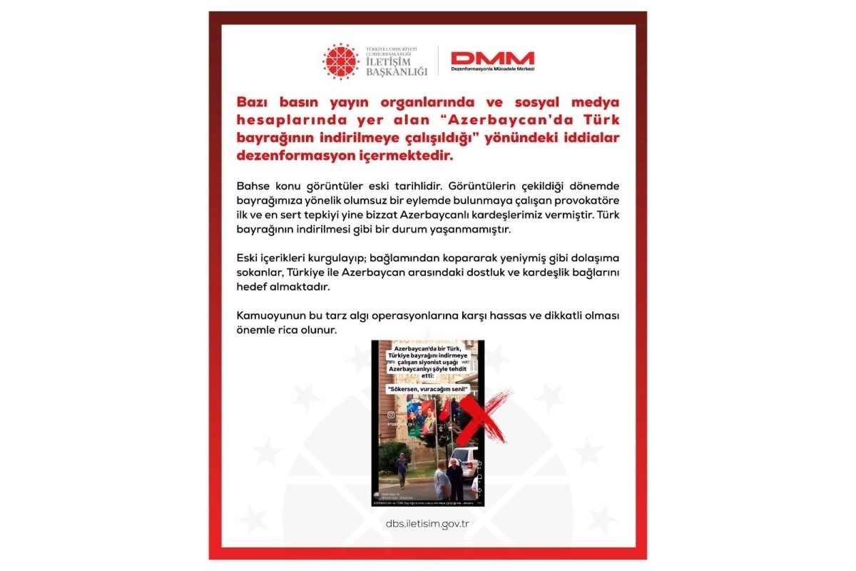 Turkish Presidency: Claims of attempt to lower Turkish flag in Azerbaijan are disinformation