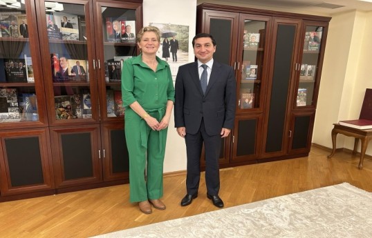Ambassador of the Kingdom of the Netherlands to Azerbaijan Marianne De Jong and Hikmat Hajiyev, Assistant to the President of the Republic of Azerbaijan