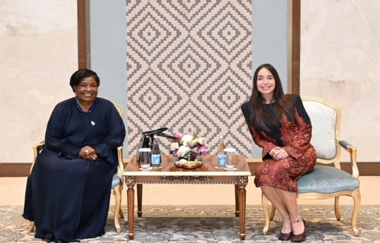 Auxillia Mnangagwa, First Lady of the Republic of Zimbabwe and  Leyla Aliyeva, Vice-President of the Heydar Aliyev Foundation