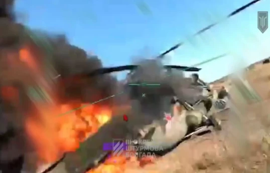 Ukraine strikes Russian Mi-8 helicopter with drone