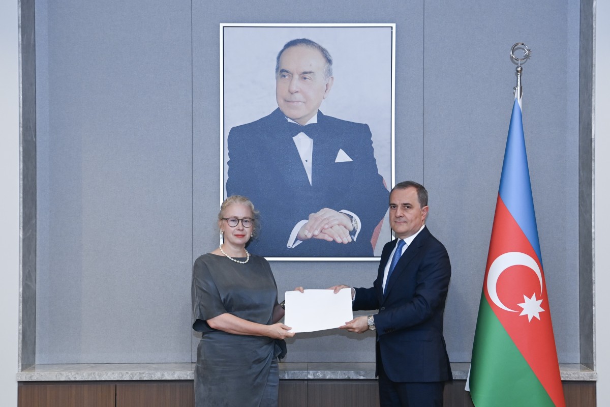 Louise Morsing, newly appointed Ambassador Extraordinary and Plenipotentiary of the Kingdom of Sweden to the Republic of Azerbaijan and Jeyhun Bayramov, Azerbaijani Foreign Minister