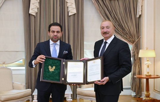 Mohamed Abdelsalam, Secretary-General of the Muslim Council of Elders and Ilham Aliyev, President of the Republic of Azerbaijan