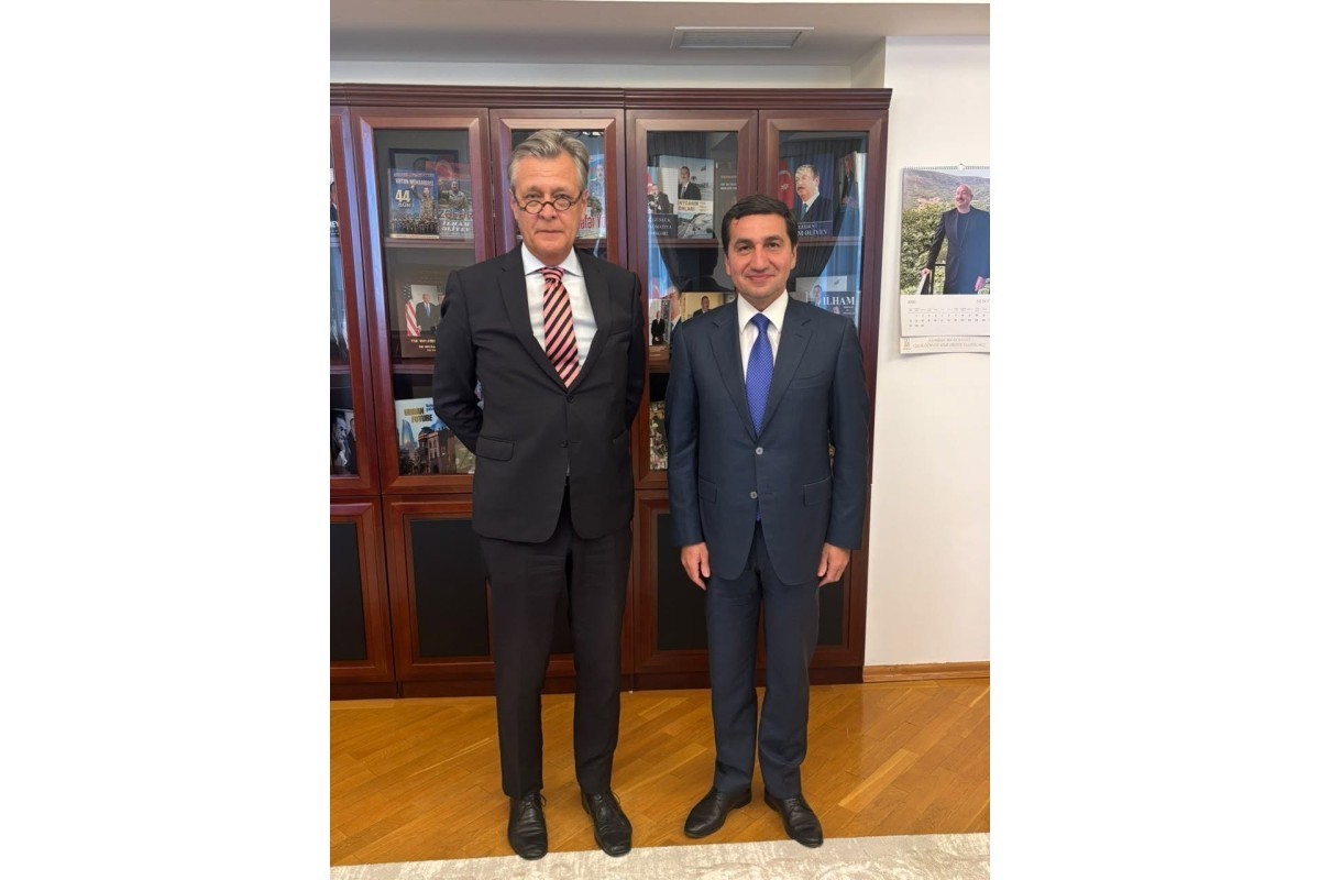 German Ambassador Dirk Lölke and Assistant to the President of the Republic of Azerbaijan and Head of the Foreign Policy Affairs Department of the Presidential Administration Hikmat Hajiyev