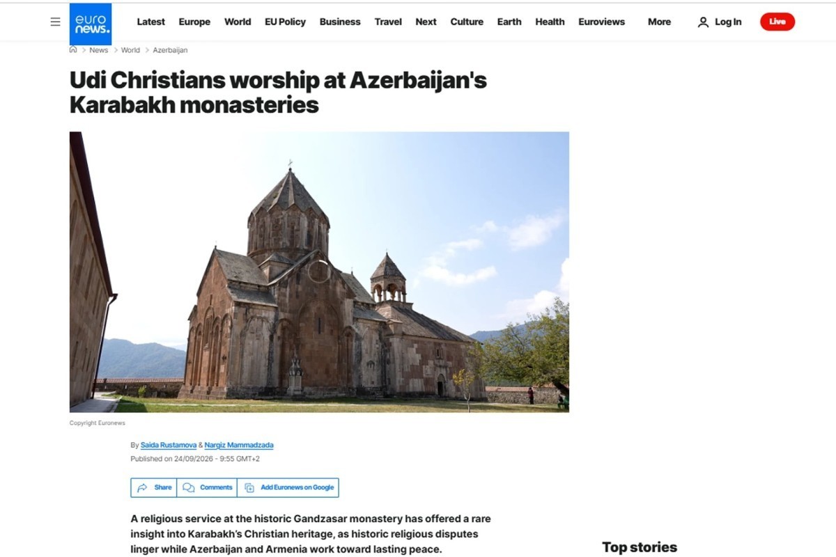 Euronews releases video on Albanian-Udi Christians’ visit to Ganjasar Monastery in Karabakh - <span class="red_color">VIDEO