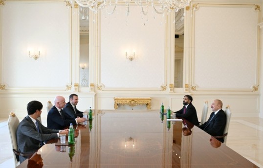 President Ilham Aliyev receives FIFA President Gianni Infantino